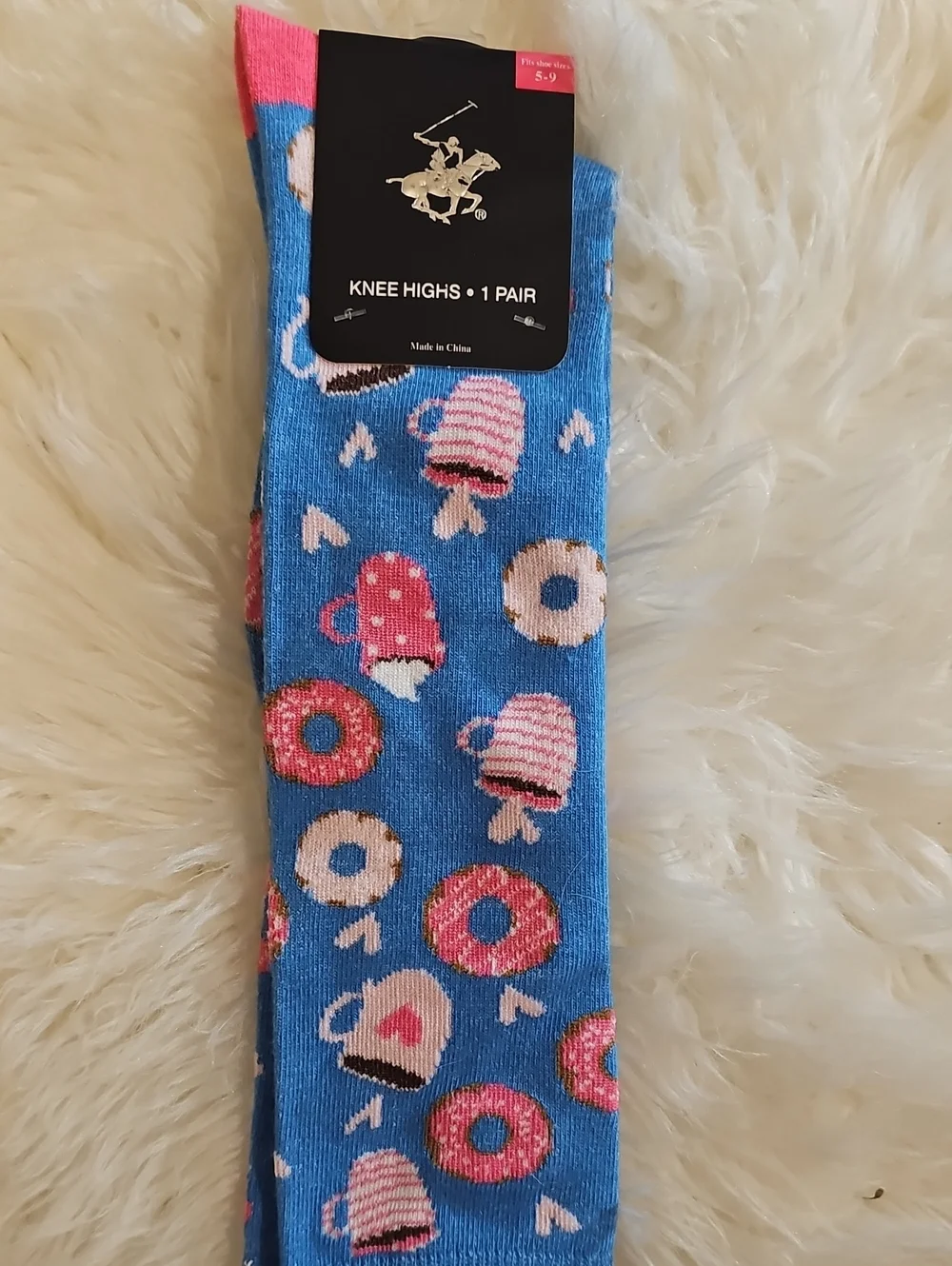 Beverly Hills Polo Club Knee High Socks Lot of 4 NWT Colorful Novelty Prints